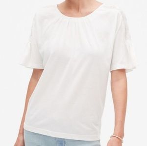 Banana Republic Flounce Embroidered Sleeve Top